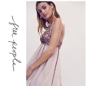 Free People Glitter Girl Sequin Rose Gold Embellished Mini Dress